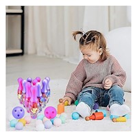 Juego Bolos Interactivo 10 Pines y 2 Bolas Rosado y Morado Y+Ligas Regalo