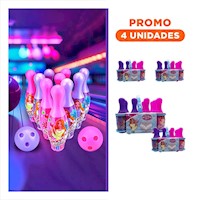 Pack4 Competencia Bolos Interactivo 10 Pines y 2 Bolas Rosado y Morado Y+Regalo Sticker