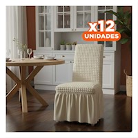 Pack12 Forro de Silla Color Crema con Patron de Burbujas Elastica
