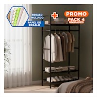 Pack4 Implemento 3 Niveles para Organizar Prendas en Dormitorio Y+Papel Regalo