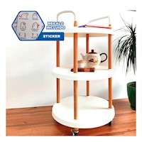 Mueble 3 Niveles Circular con Asa Blanco para Cocina y Sala Y+Regalo Sticker