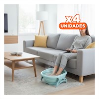 Pack4 Tina Portatil con Masajeador de Pies Celeste para Uso Diario y Spa