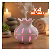 Pack4 Humificador para Interior con Forma de Flor Color Blanco y Medidas 12x11cm