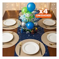 Pack4 Individual Circular con Presencia Dorado Mini Ojitas para Comedor de Dimensiones 38x38cm