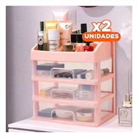 Pack2 Organizador con 3 Cajones para Papeleria y Divisiones Superiores Blanco Y+Regalo Sticker