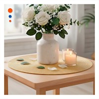 Mantel Individual Circular Dorado Pajita Brilloso para Mesa con Set de Seis
