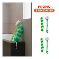Pack2 Set de Accesorios para Ducha con Esponja y Cepillo en Verde para Higiene Diaria