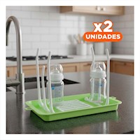 Pack2 Porta Biberones con Espacios Especiales para Cada Tipo Verde Y+Papel Regalo
