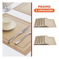 Pack2 Pack de Individuales Rectangulares 6 Piezas Color Dorado