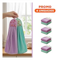 Pack4 Kit 2 Toallas de Mano Morado y Verde Agua Colgador Suave 28x38cm Y+Regalo Sticker