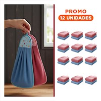Pack12 Combo 2 Toallas de Mano Fucsia y Azul Colgador Practico 28x38cm Y+Regalo Sticker