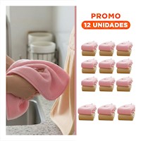 Pack12 Combo 2 Toallas de Mano Rosado y Amarillo Colgador Practico 28x38cm Y+Regalo Sticker