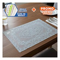 Pack2 Tapete Moderno Plateado con Diseño de Encaje y Ramas para Casa Festiva Y+Papel Regalo