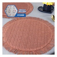 Bases Tejidas Circulares en Color Rosado con Flecos Set de 6 Piezas Y+Regalo Sticker
