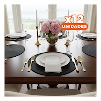 Pack12 Protector de Mesa Circular Boho Negro Estilo Natural