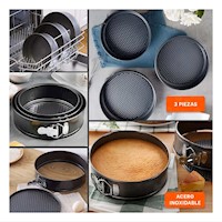 Set Desmontable de Horno Plateado 3 Moldes Circulares para Reposteria