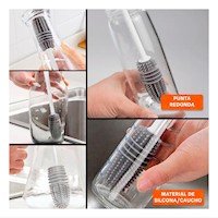 Escobilla Blanca de Silicona para Botellas en Cocina Hogar