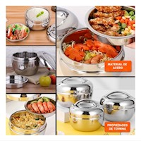 Conservador Termico Circular 1300ML de Acero Plateado para Cocina