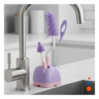 Brocha con Soporte para Facil Organizacion 4pzs Base Osito Morado Y+Regalo Sticker