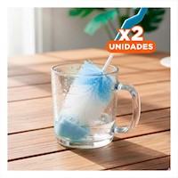 Pack2 Raspador para Mantener Tetinas y Vasos Impecables 2pzs Base Celeste Y+Regalo Sticker