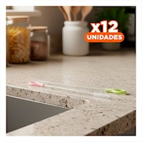 Pack12 Rasqueta que Mantiene Accesorios Impecables 2pzs 19,5cm Verde y Rosado