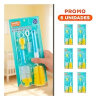 Pack6 Rasqueta Suave para Tetinas Delicadas 6pzs Base Celeste