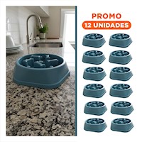Pack12 Cuenco para Mantener al Perro Activo Tipo Huesitos Exagonal Azul