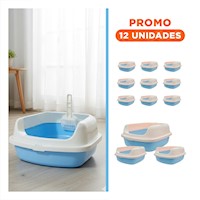 Pack12 Sanitario para Gatos Comodo y Seguro 41,5x15x29cm Celeste