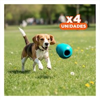 Pack4 Objeto de Caucho Antiestres para Perros y Paseos 13cm Celeste Y+Regalo Sticker