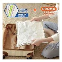 Pack2 Saco al Vacio Anaranjado 70x100cm para Ropa de Viaje y Hogar Y+Papel Regalo