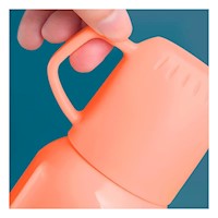 Cantimplora Portatil 500 ml con 3 Tazas Naranja para Viajes Y+Regalo Sticker