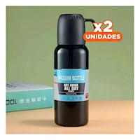 Pack2 Frasco Moderno 500 ml con 3 Tazas Negro para Hogar Y+Regalo Sticker