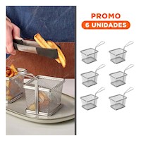 Pack6 Contenedor Metalico para Frituras Plateado 10x8x7 cm Cocina