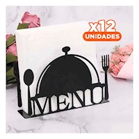 Pack12 Caja MENU Negro para Servilletas con Estilo Moderno y Duradero