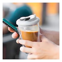 Recipiente de Vidrio Doble con Tapa de Silicona 450 ml Portatil Y+Papel Regalo