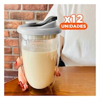 Pack12 Taza Portatil de Vidrio Doble con Tapa Hermetica 450 ml Transparente Y+Papel Regalo