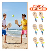 Pack6 Juego de Paletas de Playa Junior con Pelota para Aire Libre