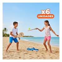 Pack6 Pack de Paletas Playeras Junior con Pelota para Diversion Y+Papel Regalo