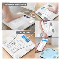 Balanza Inteligente Bluetooth Blanca con Pantalla LED Clara y Tecnologia de Sincronizacion