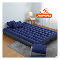 Pack2 Colchon Inflable Comodo Queen 2 1/2 Plazas COD 64765 Para Dormir en Casa Y+Regalo Sticker