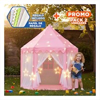 Pack2 Carpa Compacta de Niña de Campo con Luces MG-LZ813 Rosado para Diversion Y+Papel Regalo