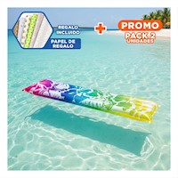 Pack2 Colchon Inflable 59720NP Arcoiris Comodo y Portatil para Uso en Casa Y+Papel Regalo