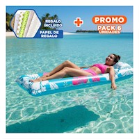 Pack6 Cama Portatil Celeste 59720NP Inflable y Comoda para Dormir Y+Papel Regalo