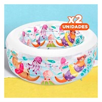 Pack2 Zona Acuatica Infantil Redonda 152 x 56 cm con Tematica Acuario Y+Regalo Sticker