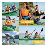 Balsa Challenger K2 con Remos e Inflador Verde Azul Seguro y Resistente Y+Post It