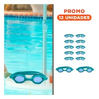 Pack12 Antiparras Natacion Celeste con Lente Amplio y Ajuste Comodo Y+Regalo Sticker