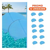 Pack12 Gorro de Natacion Celeste para Piscina y Cabello Seco Y+Regalo Sticker
