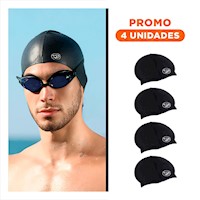 Pack4 Casco de Natacion Negro para Cabello Protegido y Nadar Seguro Y+Regalo Sticker