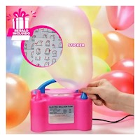 Inflador Portatil Fucsia y Facil de Usar en Fiesta y Diversion Y+Regalo Sticker