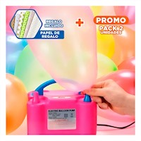 Pack2 Bomba Portatil Fucsia y Rapida para Decoracion y Juegos Y+Papel Regalo